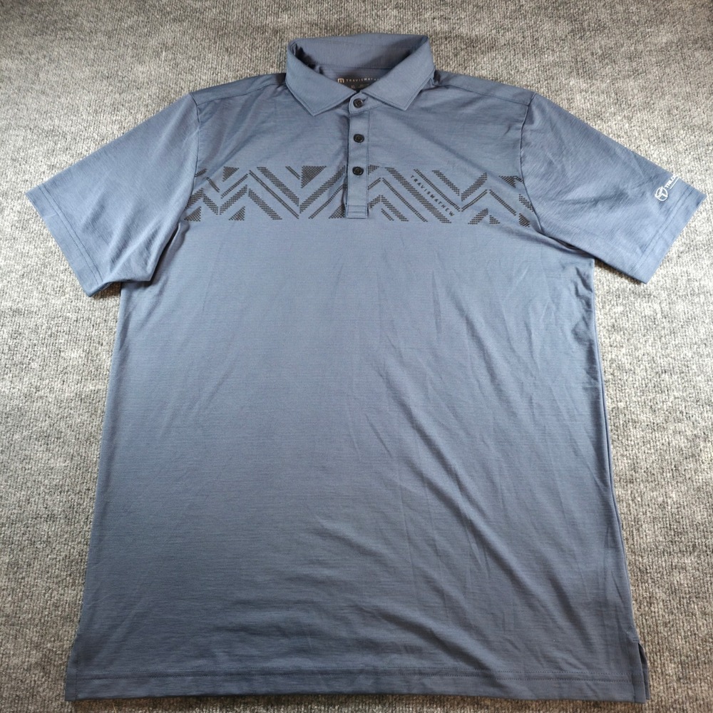 Travis Mathew All Day Access Polo Shirt Mens XL Blue Golf Trilogy Aviation - Picture 6 of 11